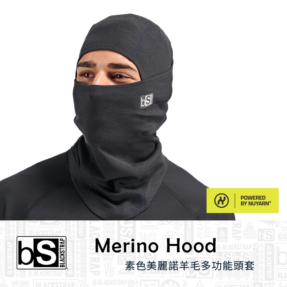 BLCKSTRPKSTRAPA  TOSE HPOWEREDBY NUYARNBLACKSTRAPMerino Hood BLACKSTRAPSS 素色美麗諾羊毛多功能頭套BLABLACKSTRAPA