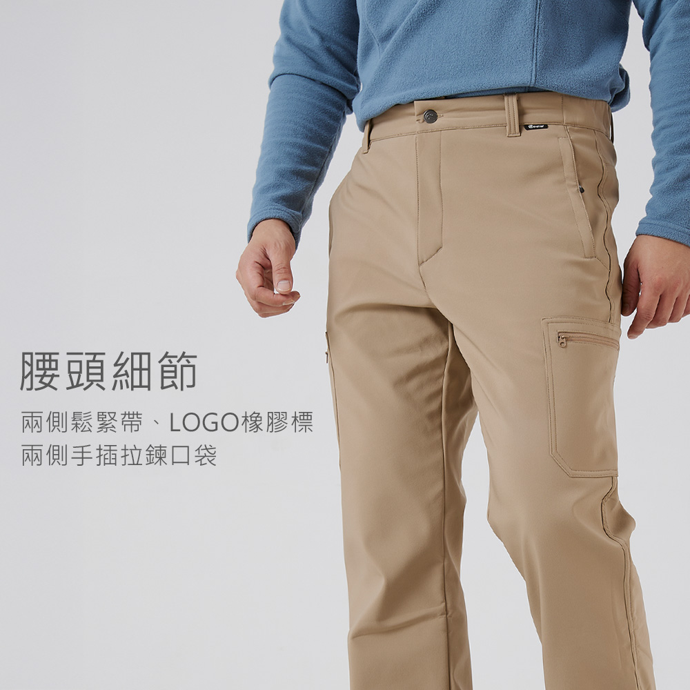 腰頭細節兩側鬆緊帶、LOGO橡膠標兩側手插拉鍊口袋