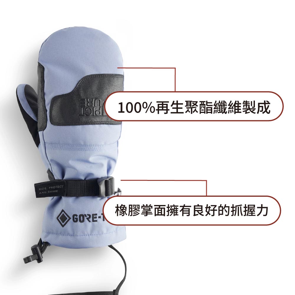 PROTECTAND SHARE 100%再生聚酯纖維製成橡膠掌面擁有良好的抓握力GORE-