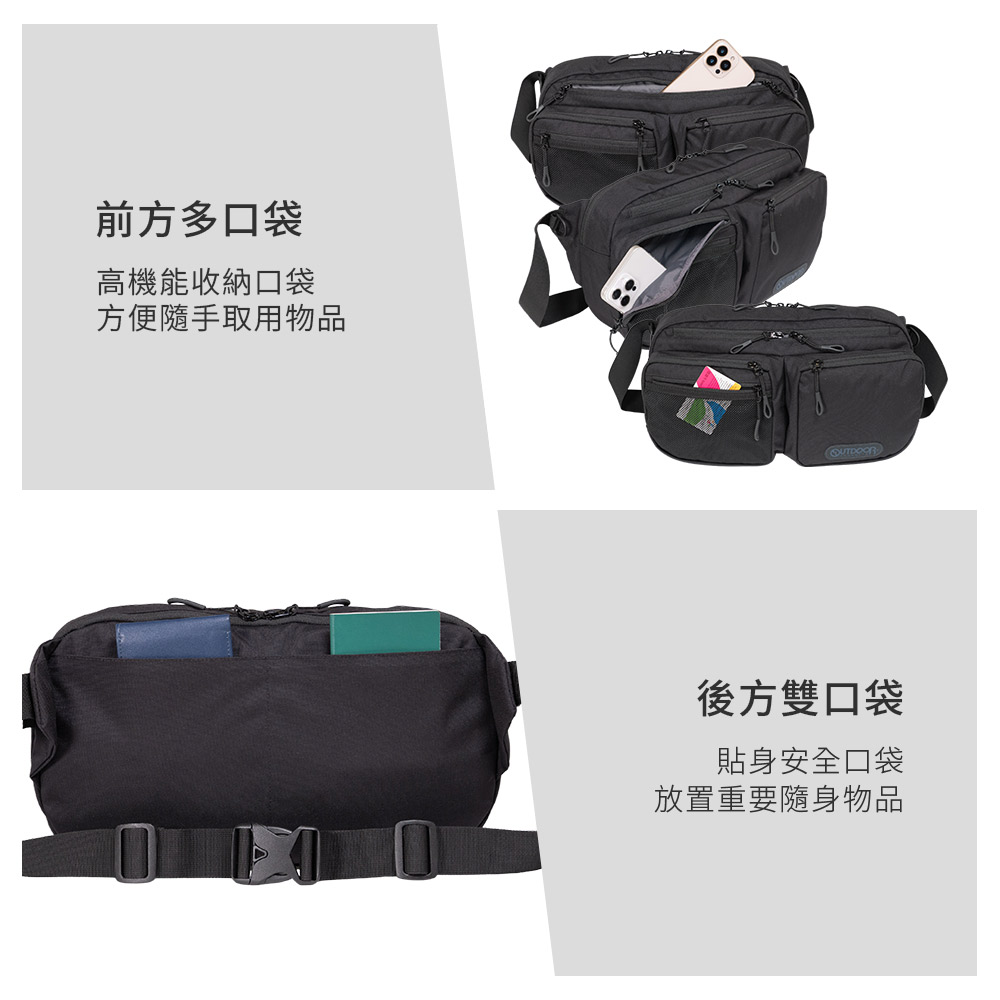 前方多口袋高機能收納口袋方便隨手取用物品D後方雙口袋貼身安全口袋放置重要隨身物品
